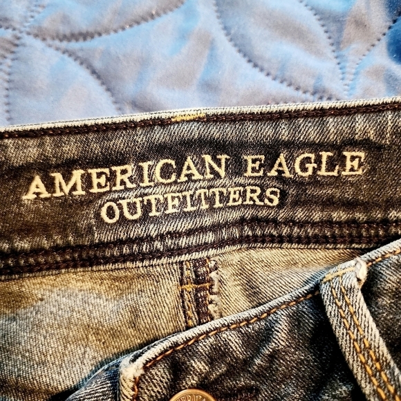 American Eagle Kick Boot Stretch Denim Blue Jeans Women's Size 6 Short Flare EUC - Picture 5 of 8